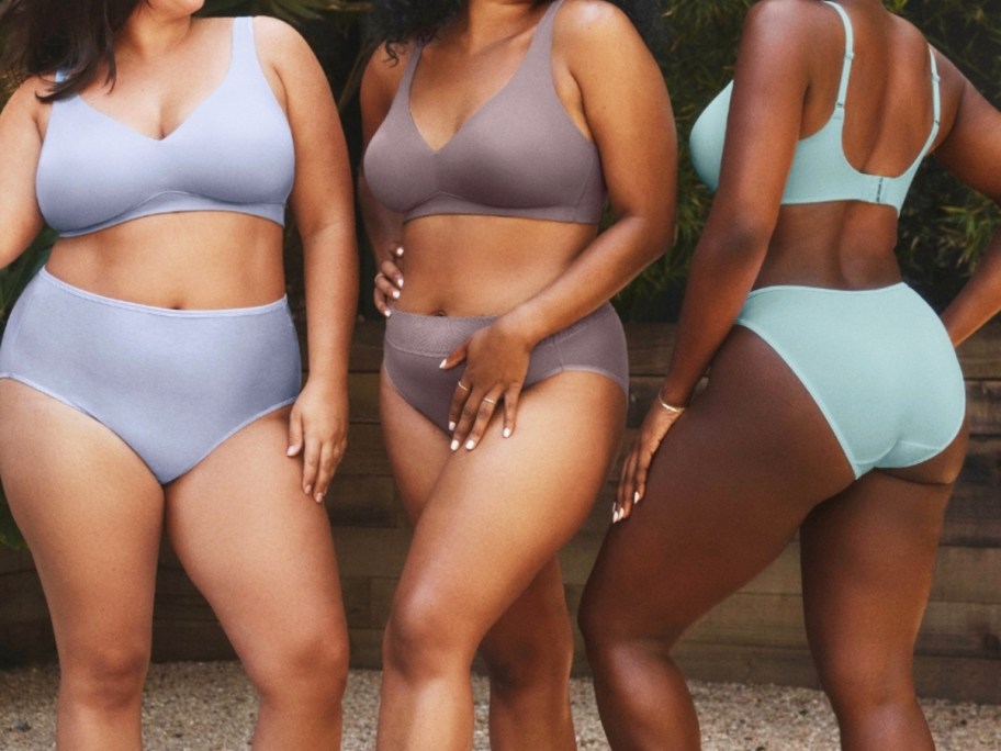 three women modeling Vanity Fair underwear and bras