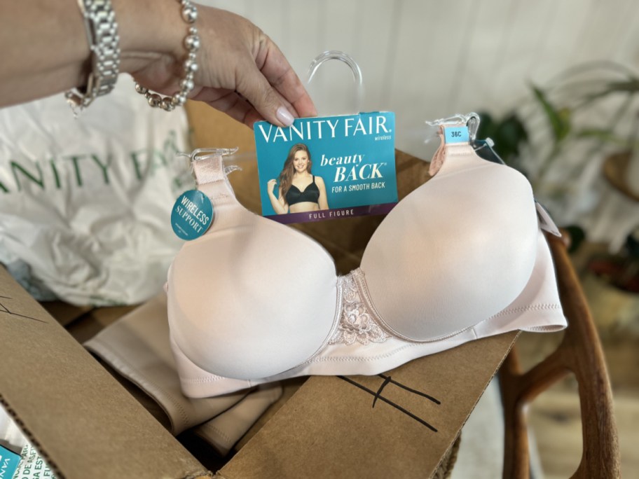 Vanity Fair Beauty Back Bra on top of box