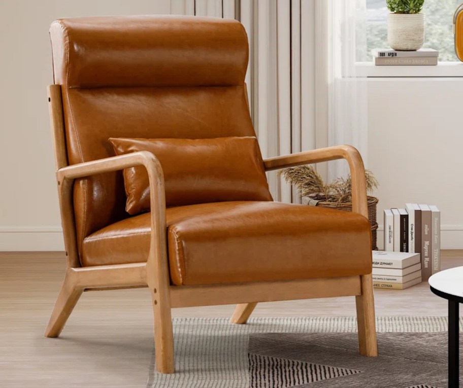 leather accent chair in room