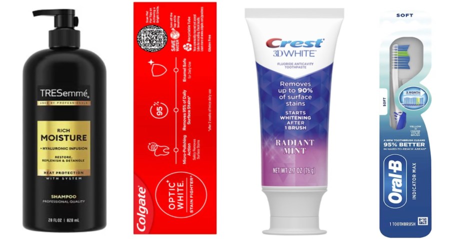 shampoo, toothpaste and toothbrush