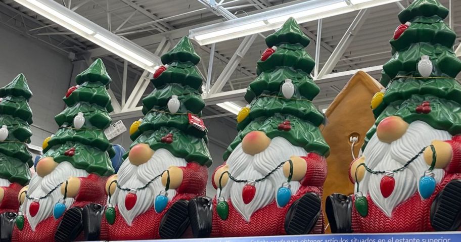 Gnome blow molds in a store