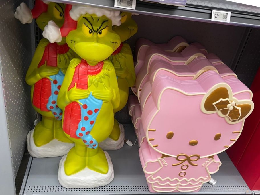 Blow Mold Grinch & Hello Kitty