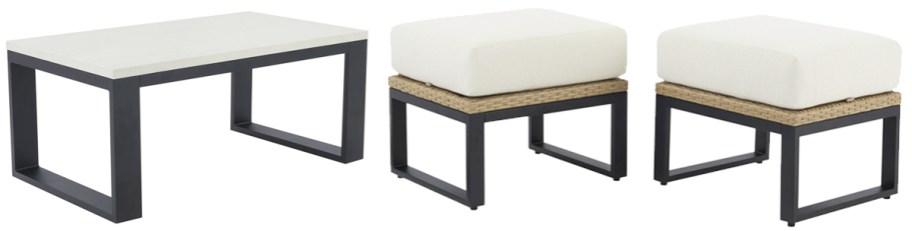 coffee table and ottomans set