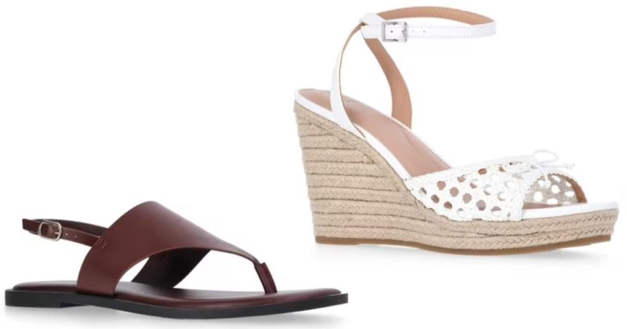 Stock images of two women's sandals from Walmart