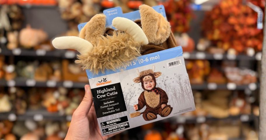 Way To Celebrate Highland Cow Cutie Infant Halloween Costume in hand in store