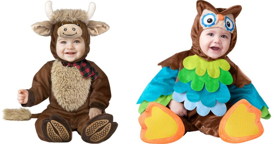 Way To Celebrate Highland Cow Cutie and baby owl Infant Halloween Costume
