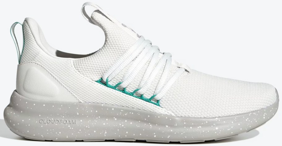 white, light grey, and green slip-on running shoe