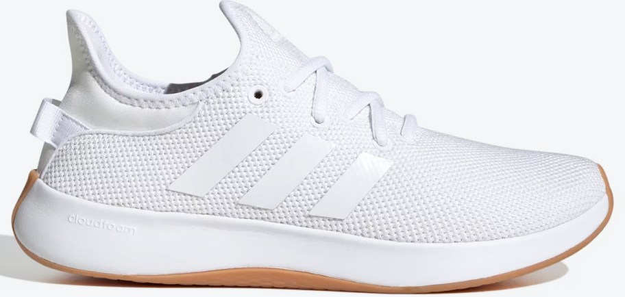 all white mesh running shoe