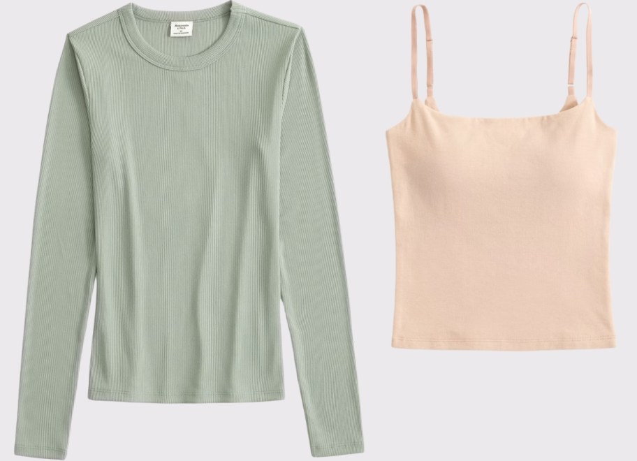 a long sleeve tee and a cami top