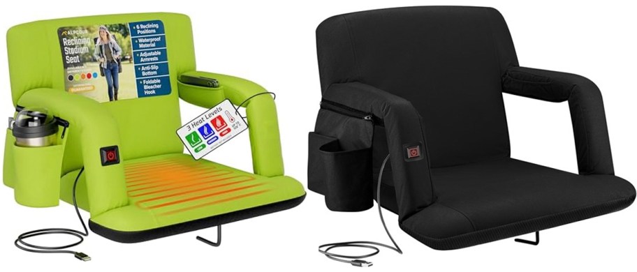 green and black stadium seats