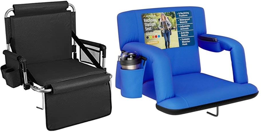 black and blue stadium seats 