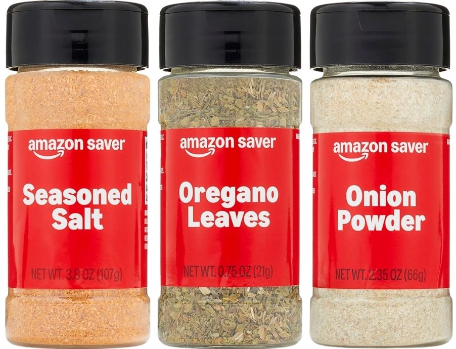 seasoned salt, oregano, garlic powder cajun seasoning salt spice bottles