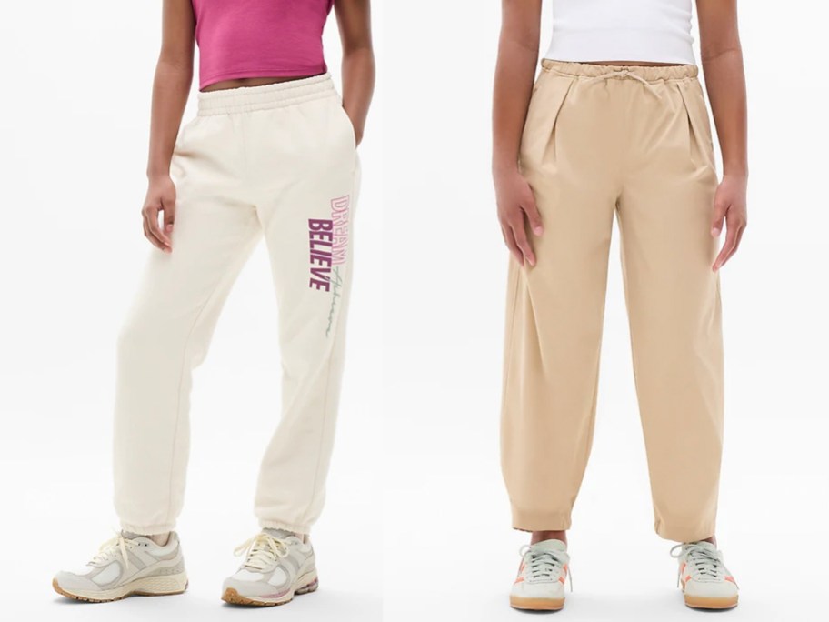 girls wearing tan pants