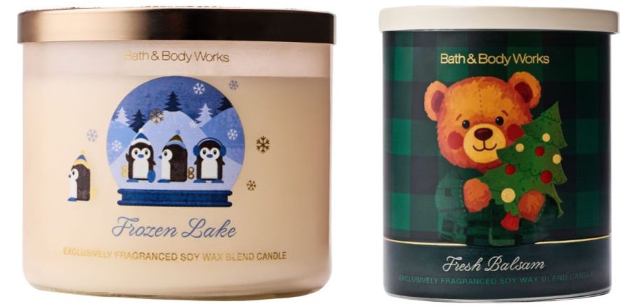 two bath and body works holiday candles
