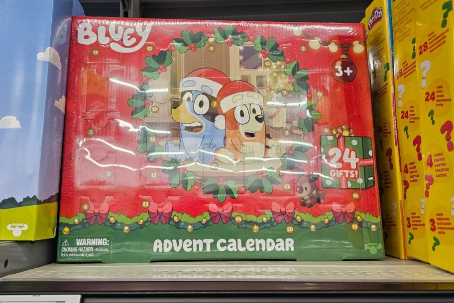 a bluey advent calendar on a store shelf