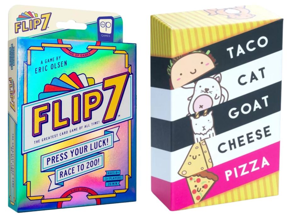 FLIP 7 Card Game and Taco Cat Goat Cheese Pizza Card Game