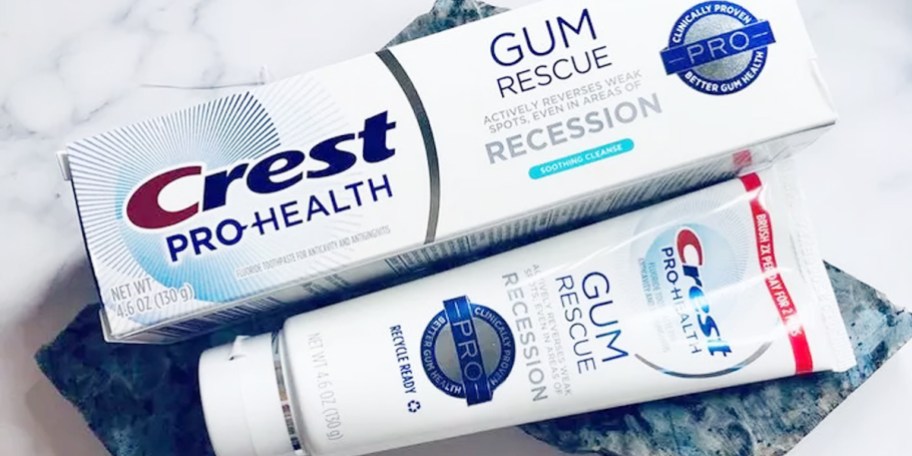 crest gum recession toothpaste bottle and box