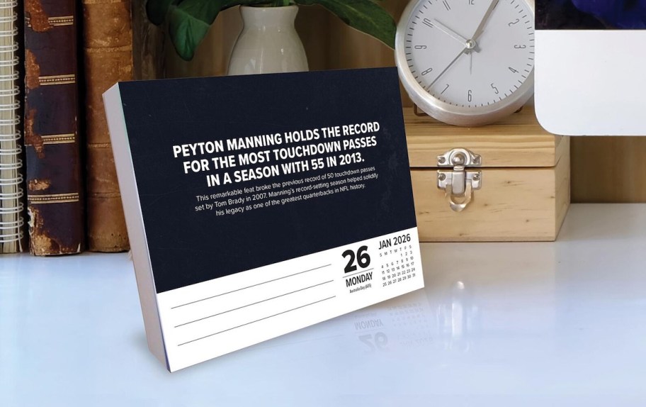 2026 sports tear off calendar on desk