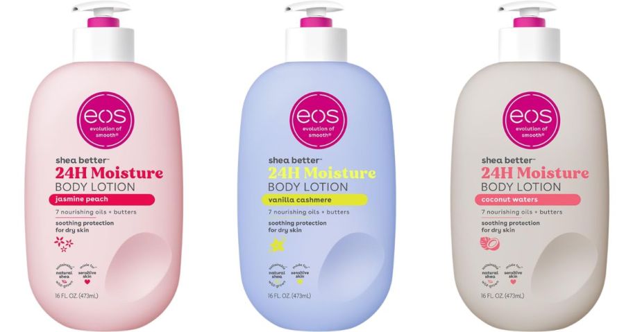 three eos Shea Better Body Lotions
