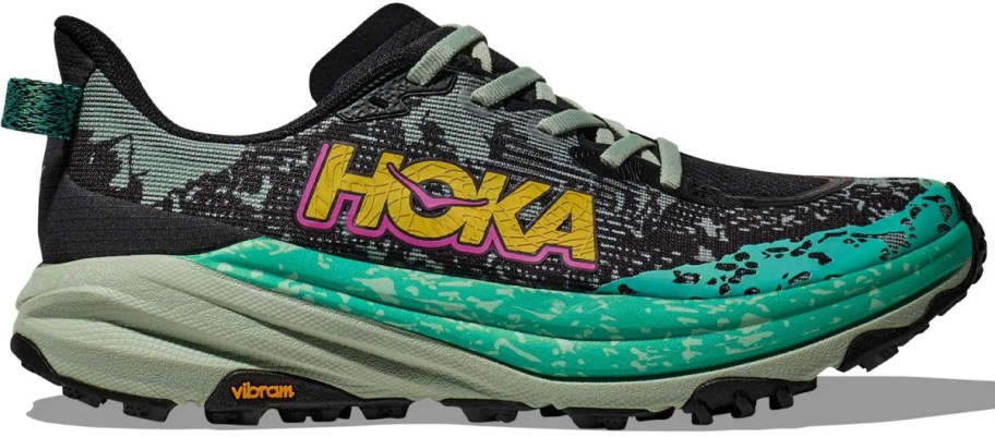 black and green hoka shoe