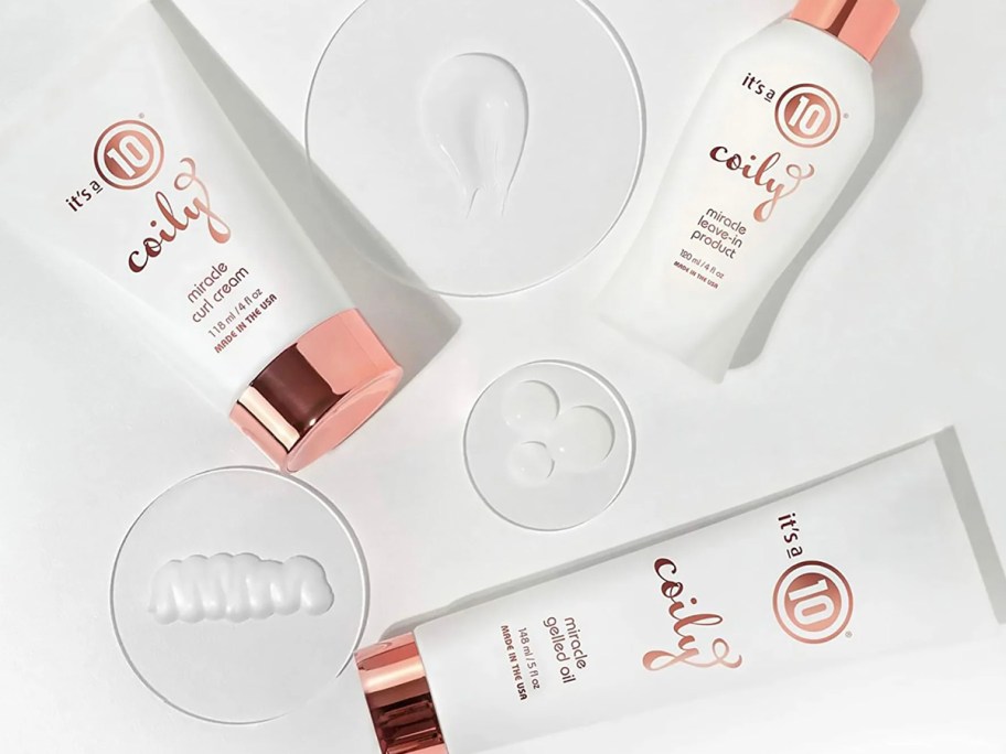 three its a 10 coily products on table