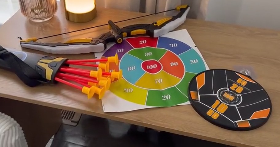 kids archery set on a table