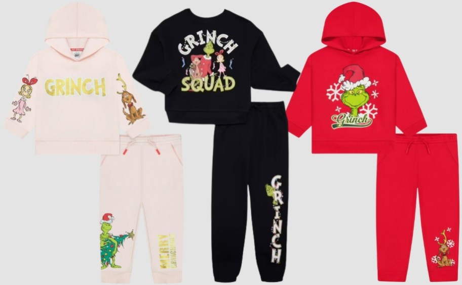 kids grinch jogger sets