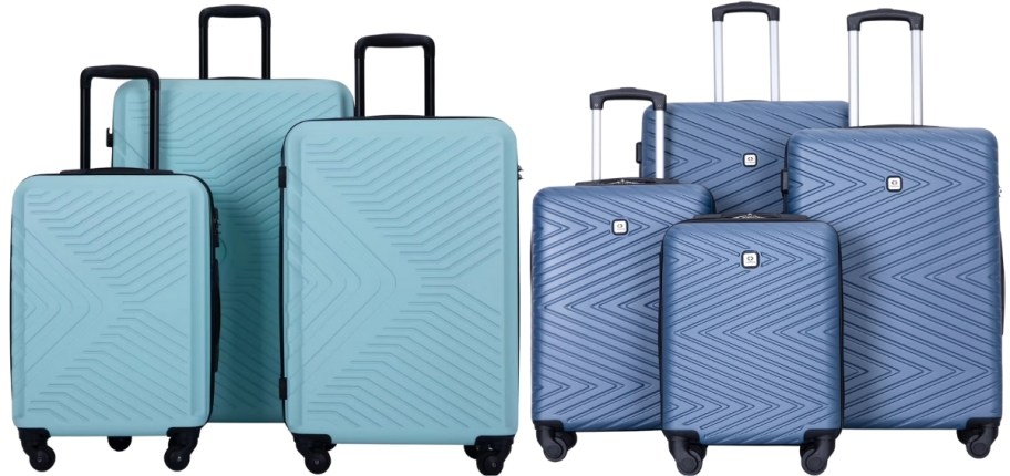 a 3 pieces and 4 piece hardside luggage sets
