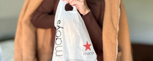 woman holding macys bag