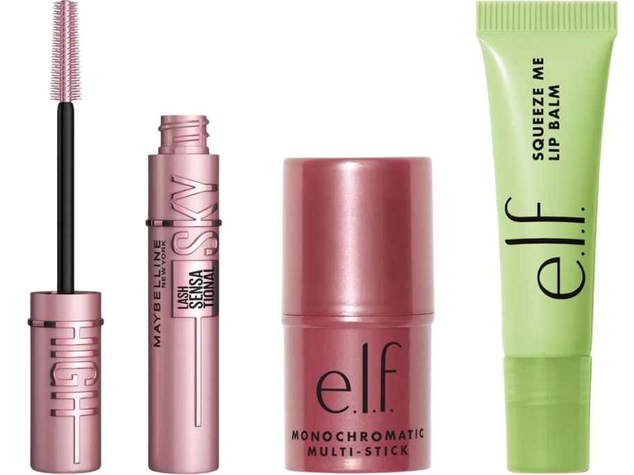 maybelline mascara and two e.l.f. products