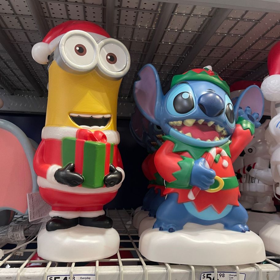 display of minion and stitch blow mold