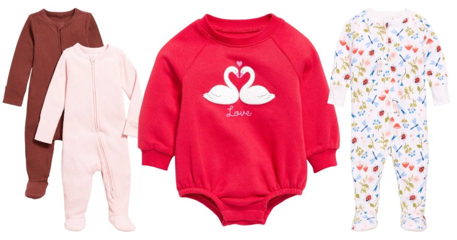 old navy baby pajamas and romper