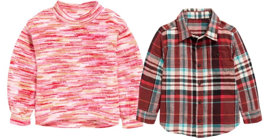 an old navy toddler sweater and flannel