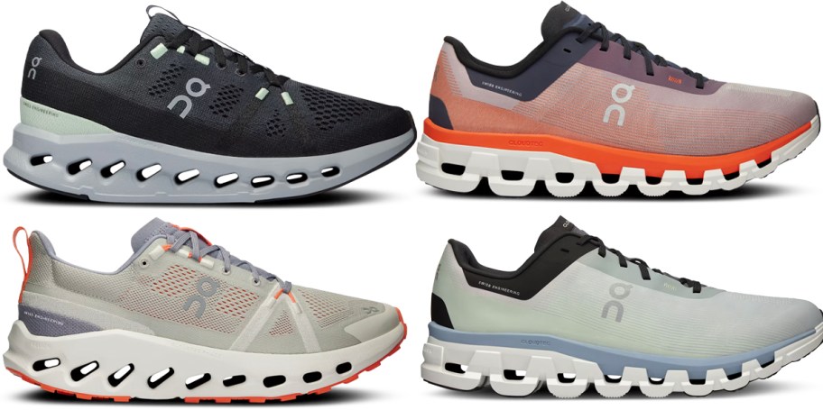black, orange, and gray on cloud shoes 