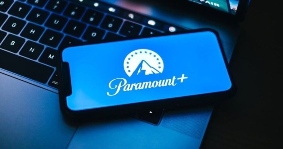 paramount+ app on phone on keyboard