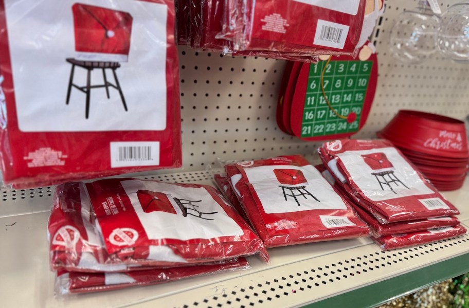santa chair covers on store shelf