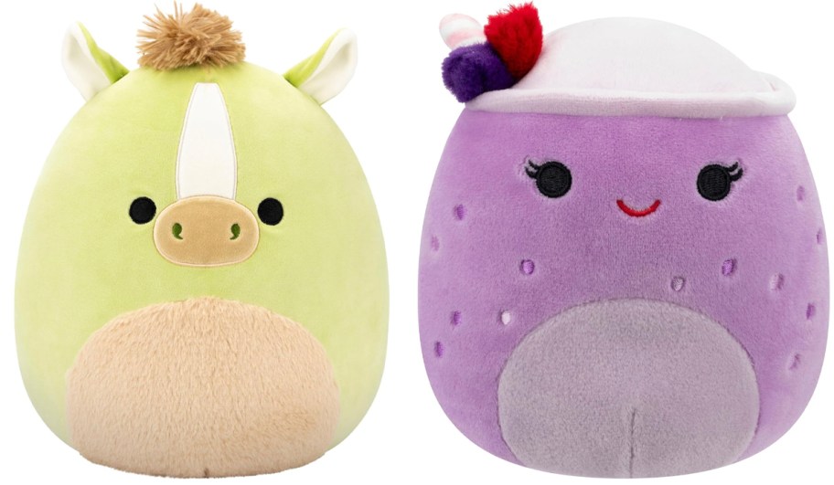 green horse and purple bagel plush 