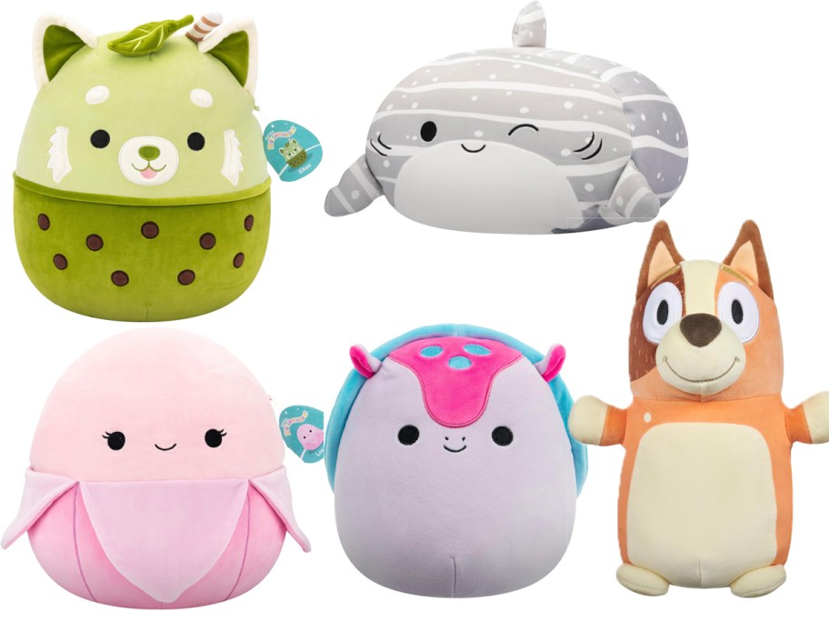 5 squishmallow plush toys 