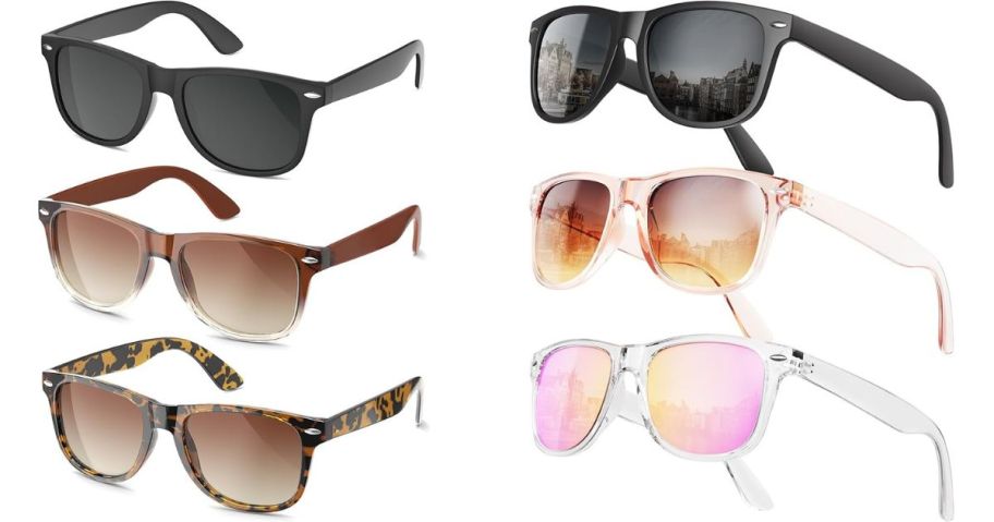 six pairs of women's sunglasses
