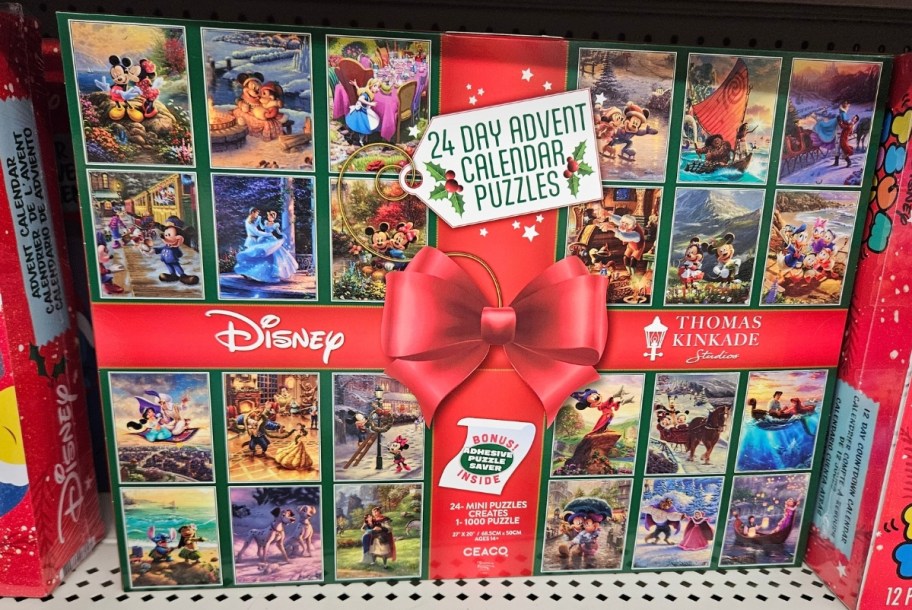 Disney thomas kinkade advent calendar on a store shelf