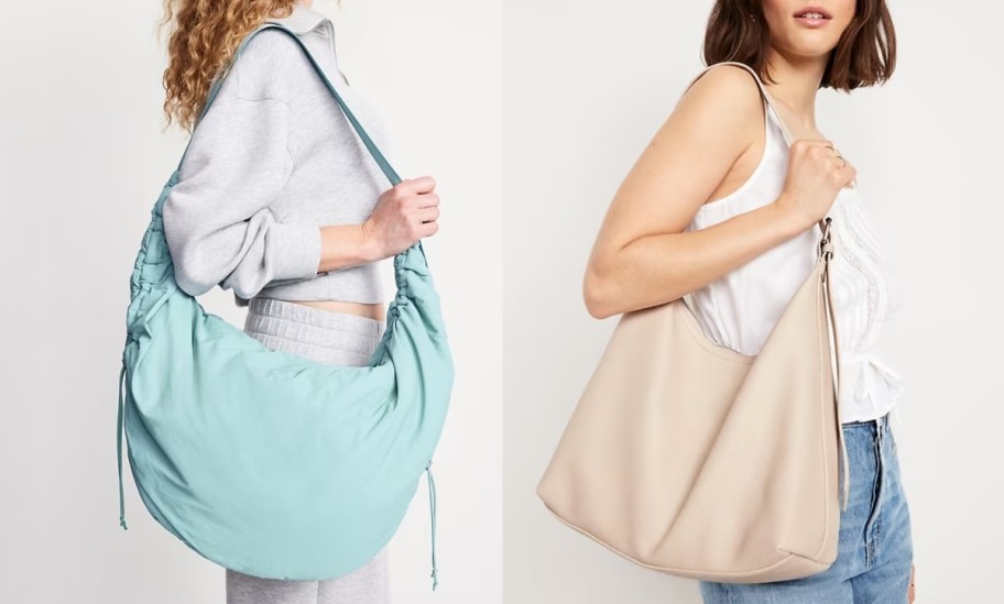 two women with shoulder bags