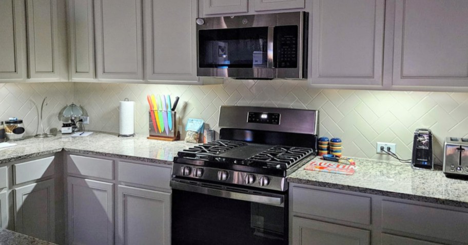 kitchen with under cabinet lighting
