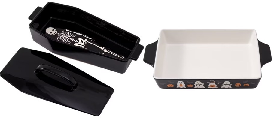 black skeleton and white ghost/pumpkin baking trays