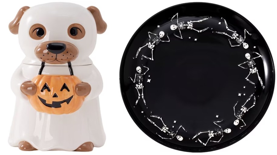 ghost dog and black skelington tray