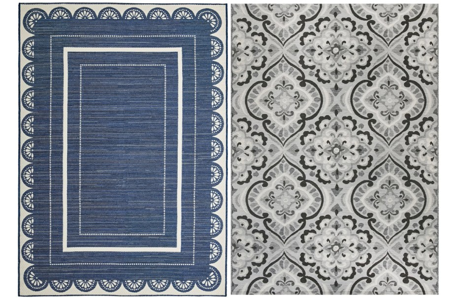 blue and gray medallion rugs 