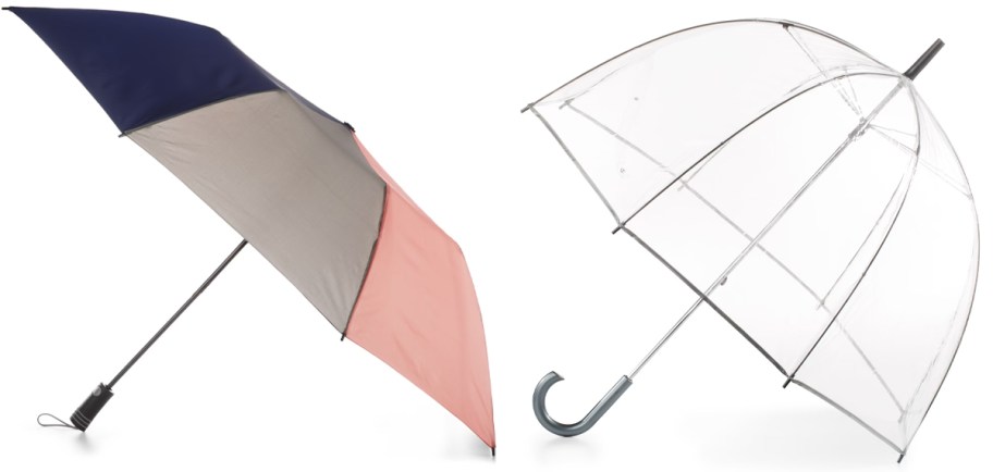 pink and blue and clear umbrellas 
