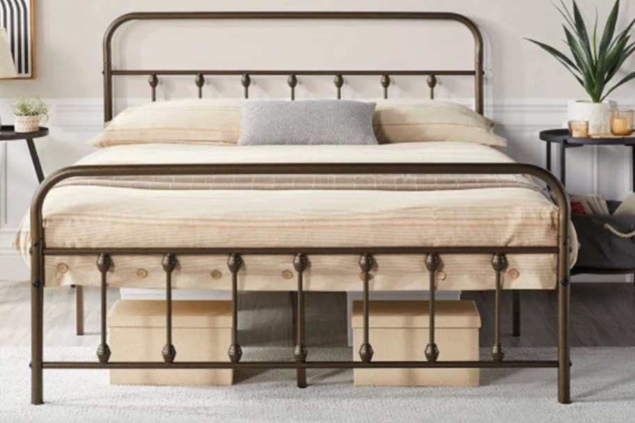 bronze iron bed frame