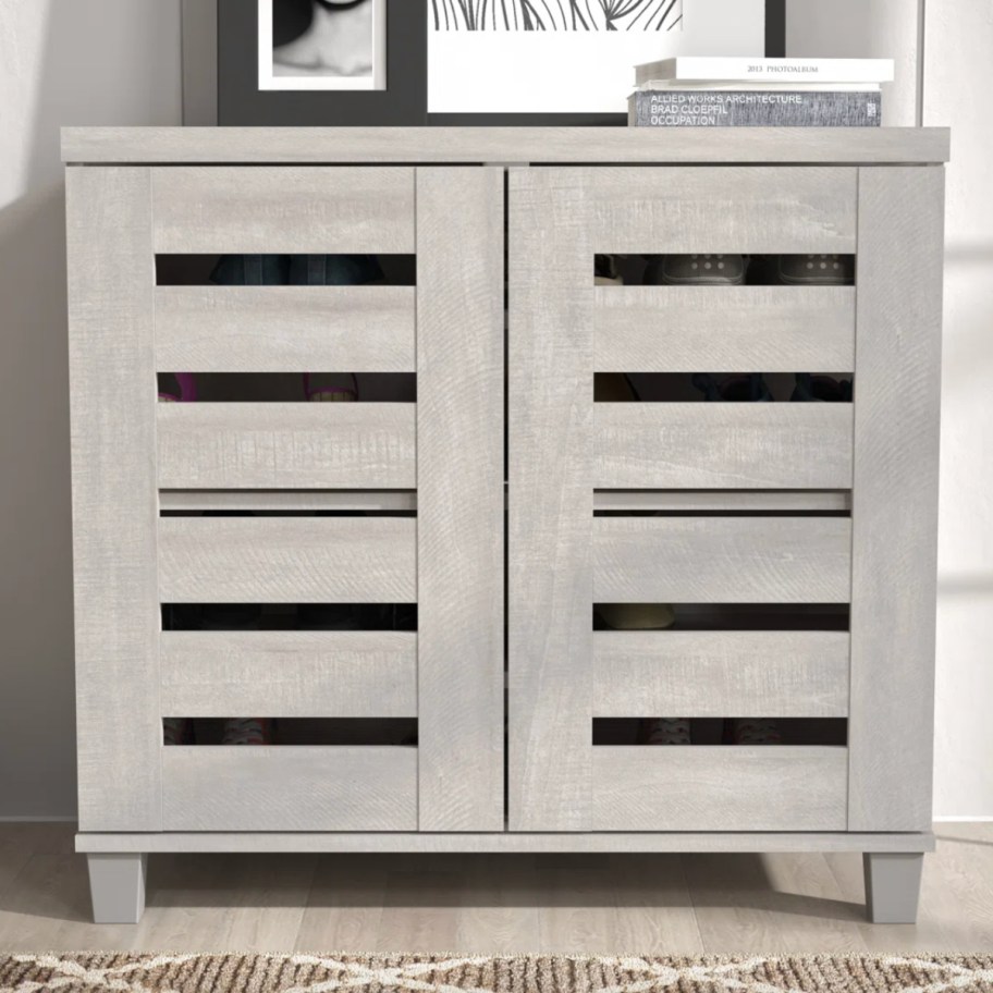 grey rectangle shoe storage cabinet