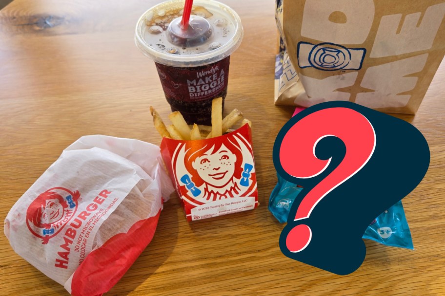 wendys kids meal with question mark over toy