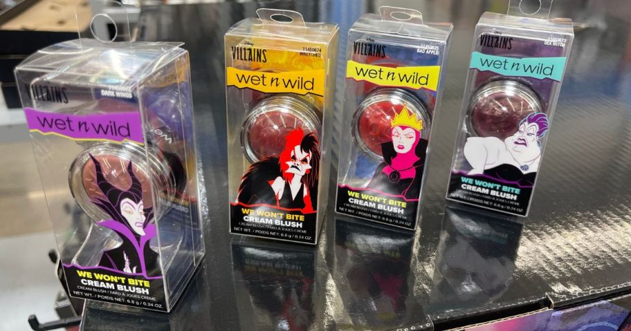 Wet N Wild Disney Villains We Won't Bite Cream Blushes on counter in store